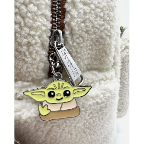 Disney Parks Loungefly Star Wars Baby Yoda Grogu Sherpa Fuzzy Backpack Rare - Picture 6 of 8
